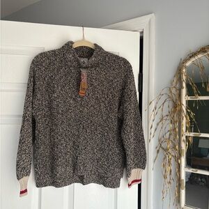 Roots Canada Cowl Neck Brown Marled Sweater NWT